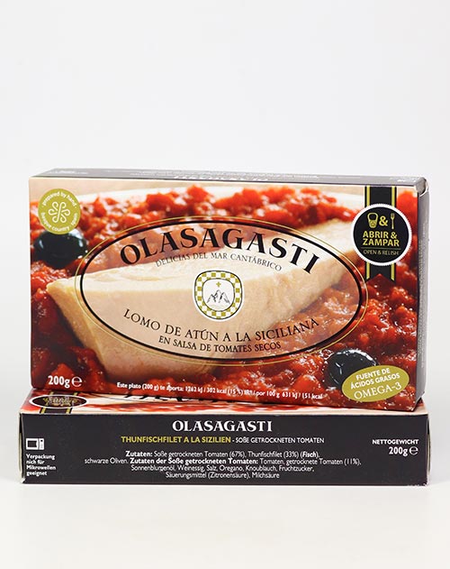 Lomo de Atún a la Siciliana - Thunfischfilet mit Sizilianischer Sauce aus dem Baskenland 200g