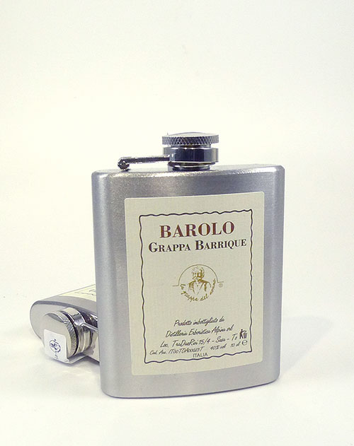 Barolo Grappa Barrique - La Grappa del Nonno im Edelstahl-Flachmann