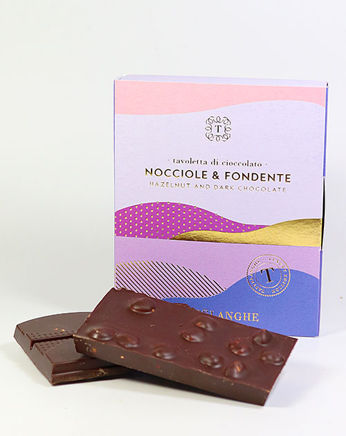 Tavoletta di Cioccolato Nocciole & Fondente - Zartbitter-Schokolade mit ganzen geröstete Haselnüssen IGP aus dem Piemont, 110g