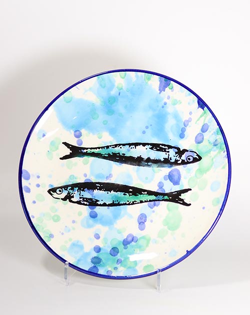 Kuchenteller mit Sardinenmotiv