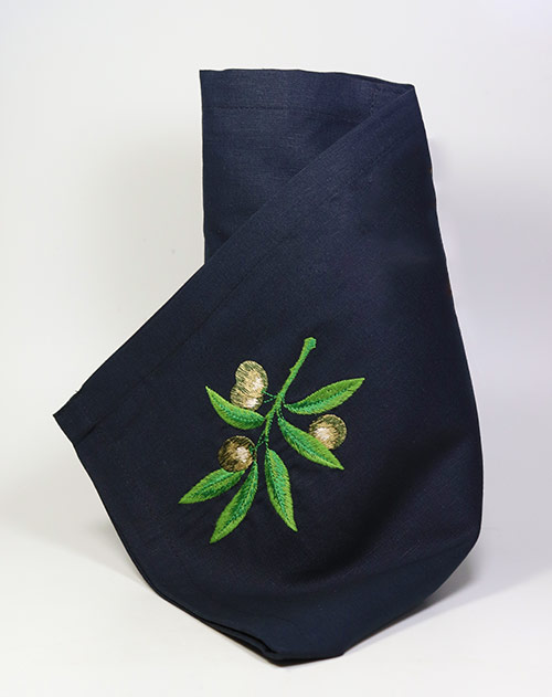 Stoffserviette mit Olivenmotiv 49x49 cm