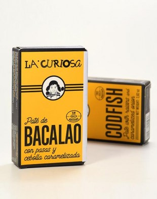 Kabeljau-Pastete mit Sultaninen und karamellisierten Zwiebeln aus Galicien (Spanien)