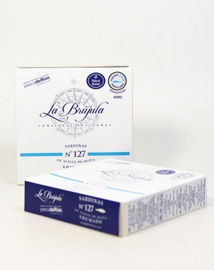 Sardinen in geräuchertem Olivenöl - Sardinas No.127 Sardinillas, 130g/110g