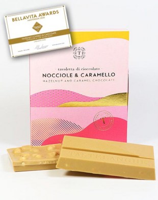 TTavoletta di Cioccolato Nocciole & Caramello - Karamell-Schokolade mit ganzen geröstete Haselnüssen IGP aus dem Piemont, 110g
