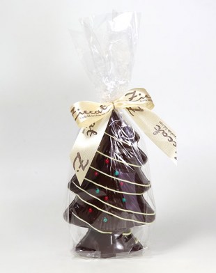 Weihnachtsbaum Zartbitter aus Schokolade, gefüllt, Ziccat, Turin (Piemont), Italien