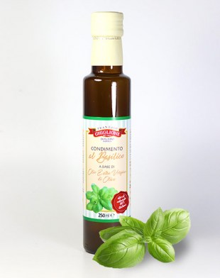 Condimento Basilico a base di Olio Extra Vergine di Oliva - Extra natives Olivenöl, natürlich aromatisiert mit Basilikum aus eigenem Anbau, 250ml