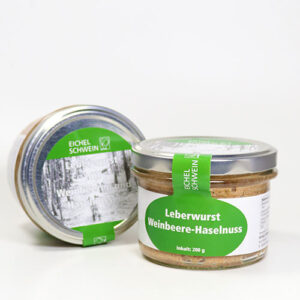 Leberwurst mit Weinbeeren und Haselnüssen, EICHELSCHWEIN Waldweide