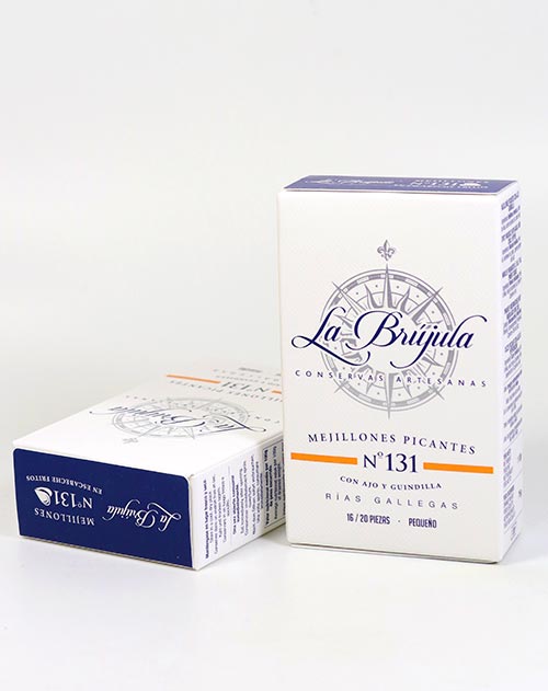 Miesmuscheln mit Knoblauch und Chili in Öl - Mejillones Picantes No.131, 110g/76g