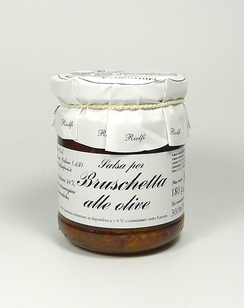 Soße mit Oliven zur Bruschetta - Salsa per Bruschetta alle olive, Riolfi Sapori 180g