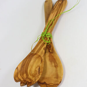 Olivenholz-Salatbesteck (groß) ca. 30 cm aus Ligurien, Italien