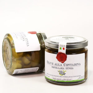 Eingelegte Nocellara-Oliven mit Wildkräutern - Olive Nocellara Etnea alla Contadina 190g