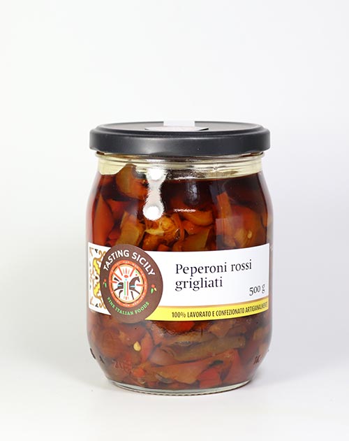 Eingelegte gegrillte Paprika (groß) - Peperoni rossi grigliati, Tasting Sicily 500g