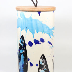 Vorratsdose (Keramik 1,7L) Sardinen-Motiv 12 x 21,5 cm (Portugal)